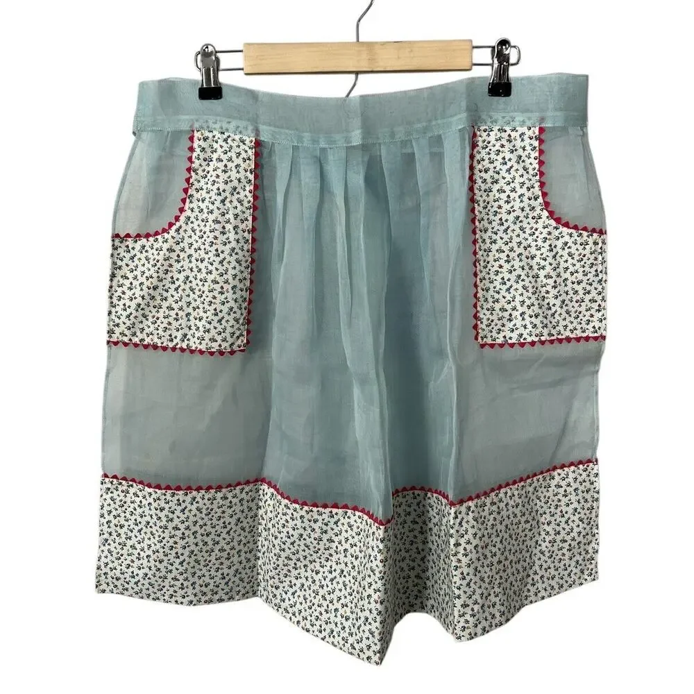 Vintage Unbranded Handmade Sheer Apron Mixed Media Ric Rak